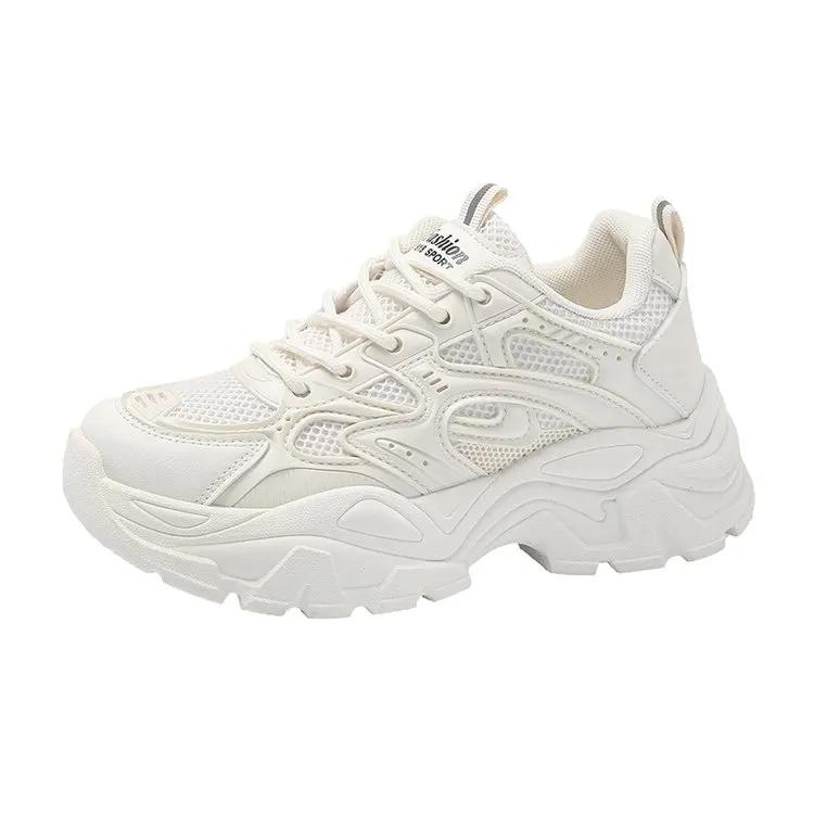 Modische Klobige Sneaker Damen Trends 2024 Herbst weiß Dad Schuhe für Frau Mode Mesh atmungsaktiv Plateau Sneaker Damen Joggingschuhe