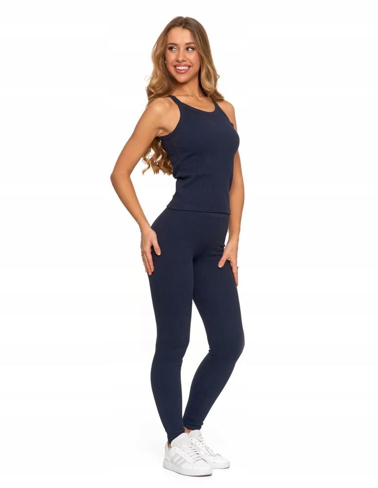 Women's Cotton Top with a Delicate Rib, Sleeveless, Comfortable, MORAJ S NAVY