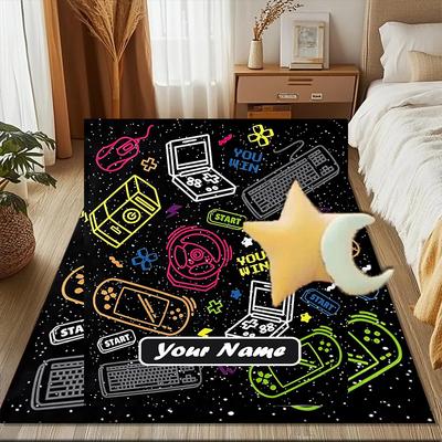 1PC Custom Name Video Game Adventure Theme Floor Mat Ideal for Living Room, Game Rooms, Office, Bedroom Floor Mat Playful Design