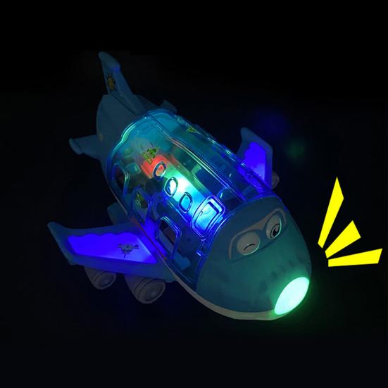 Jucărie de avion electrică cu lumină muzicală, rotație de 360 ​​de grade, evitarea obstacolelor inteligente, avion cascadorie pentru copii