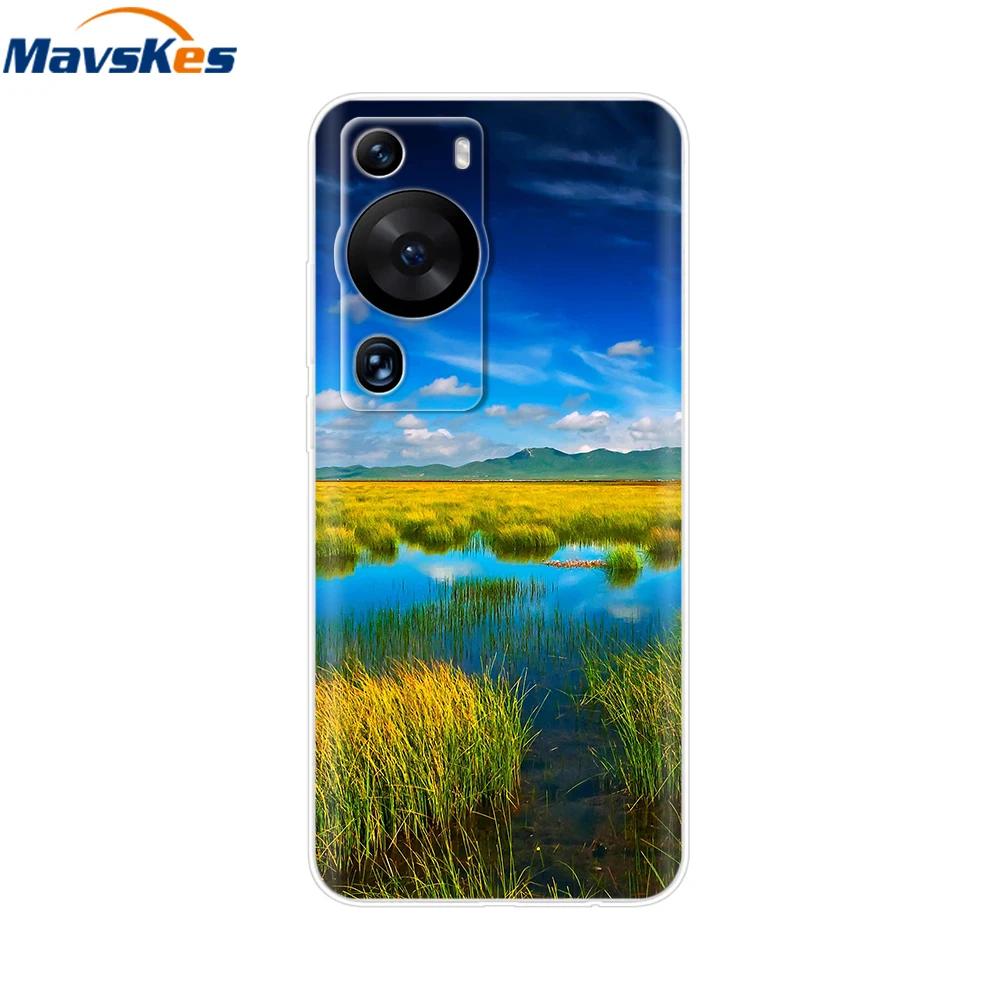 For Huawei P60 Pro Case Cute Heart Cartoon Painted Silicone Clear TPU Back Cover For Huawei P 60 P60 2023 P60Pro Phone Cases