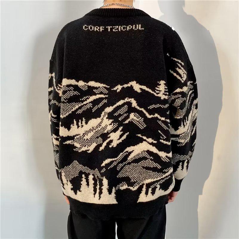 Herren Schneeberg Grobstrick Pullover: Dick, Schwer, Rundhals, Japanischer & Hongkonger Stil für Herbst/Winter.