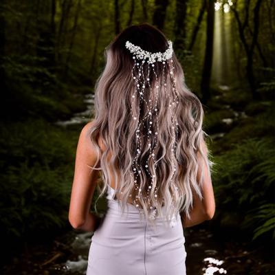 Faux Pearl Hair Comb Tassel Handmade Bridal Beads Fringe Headband Wedding Bride Headpiece Women Jewelry Hair Accessories