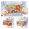 Leo&Aoi Genuine Leather Bellows Long Wallet with Round Zipper, Card Slots, Bill Compartment, Coin Purse, Card Pockets, Bellows Style, Floral Pattern,