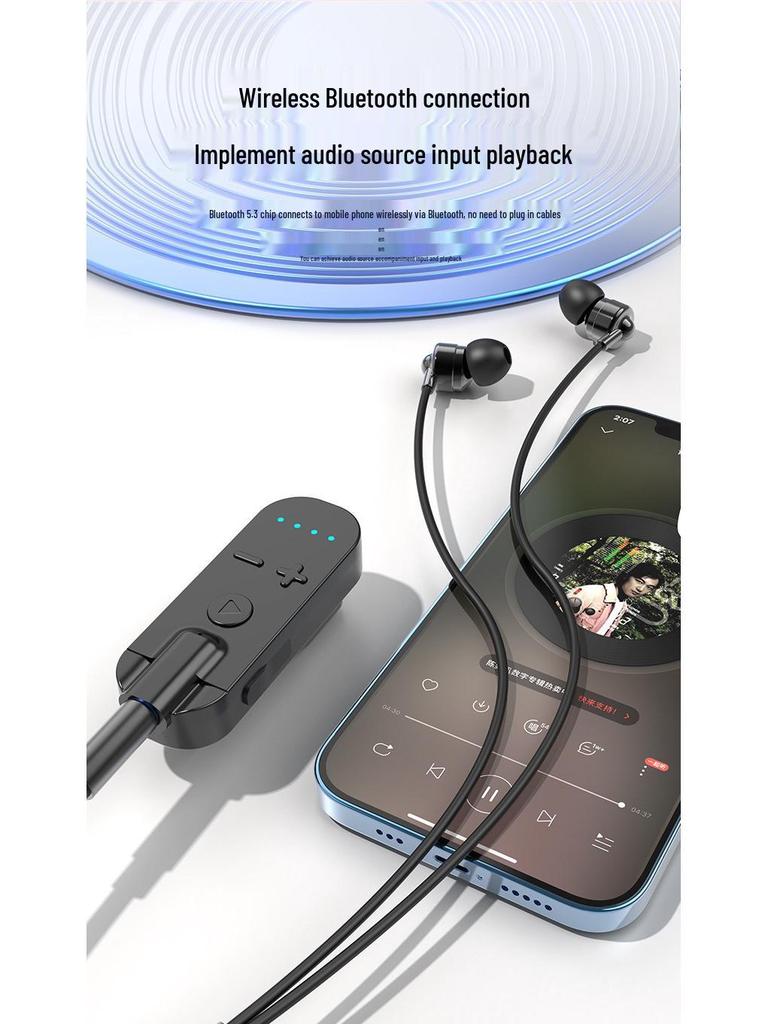 Universal Clip-On Bluetooth Headphone Receiver with Extended Battery, High-Quality Sound, Noise Reduction, and HD Calls