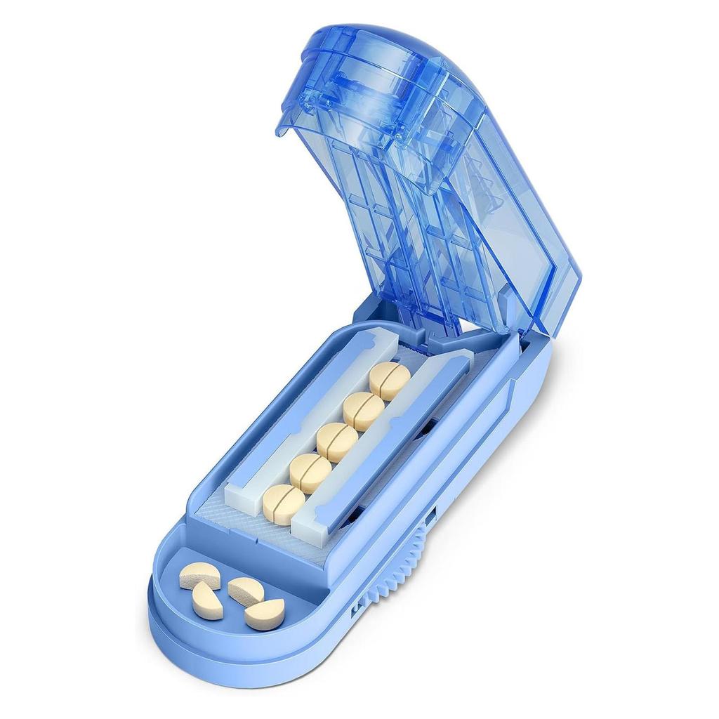 Pill Cutter Splitter for Small and Tiny Pills, Pill Cutter for Cutting Multiple Pills At a Time In Half, with Hidden Sharp Stainless Steel Blade