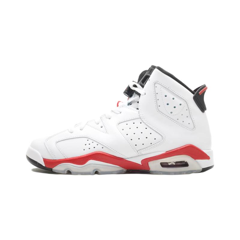 

Jordan Air Jordan 6 Rings Нековзкі Стійкі до стирання Високі Дитячі Баскетбольні Кросівки Білі Червоні Підлітки 384665-102 37.5