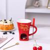 Ceramic Coffee Warmer Mug 200ml Chocolate Fondue Cup Chocolate Melting Cup With Fork, Cheese Butter Caramel Candy Melting Cup