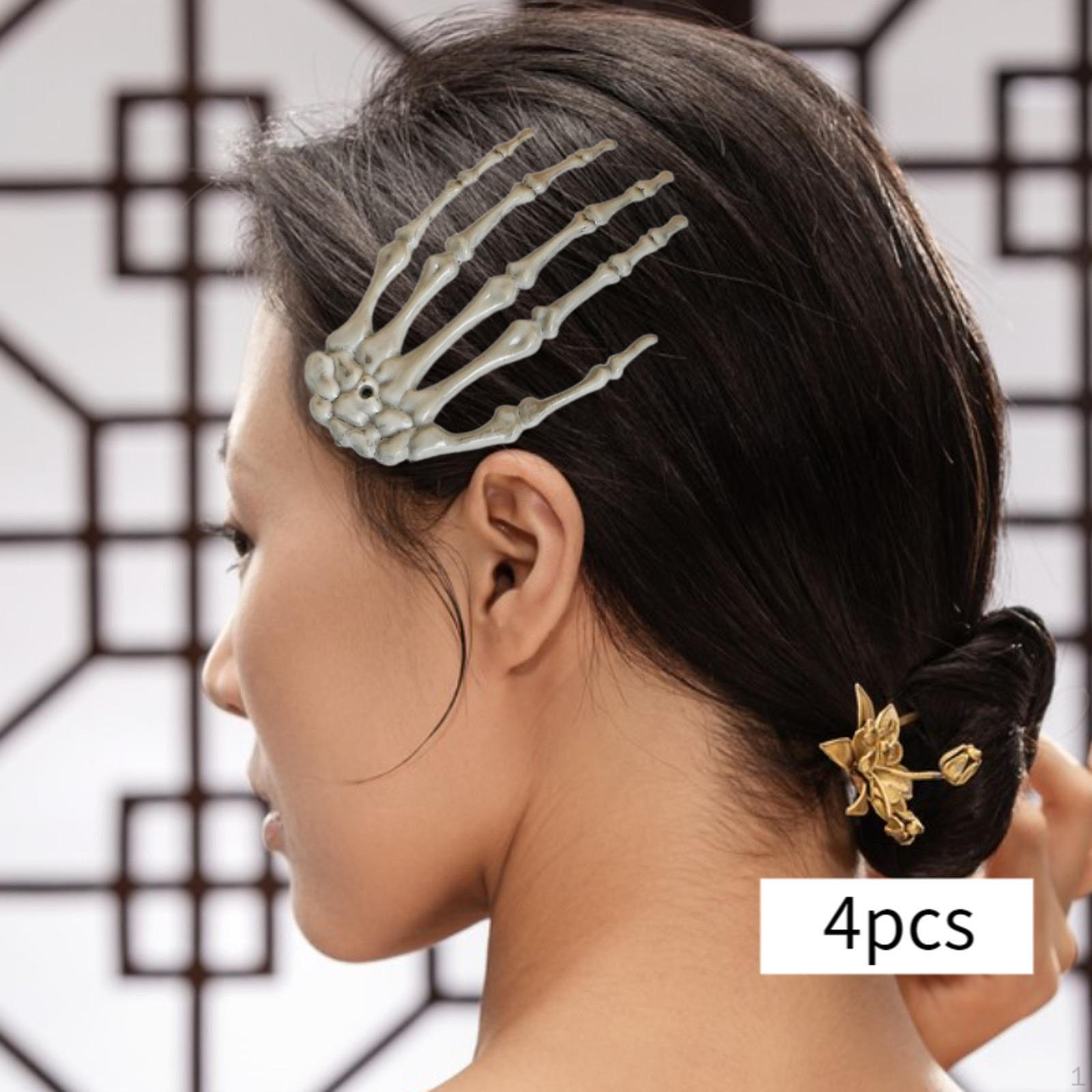 

4 Pieces Gothic Skull Hair Clip Decoration Stylish Accessories for Home 4 pair left