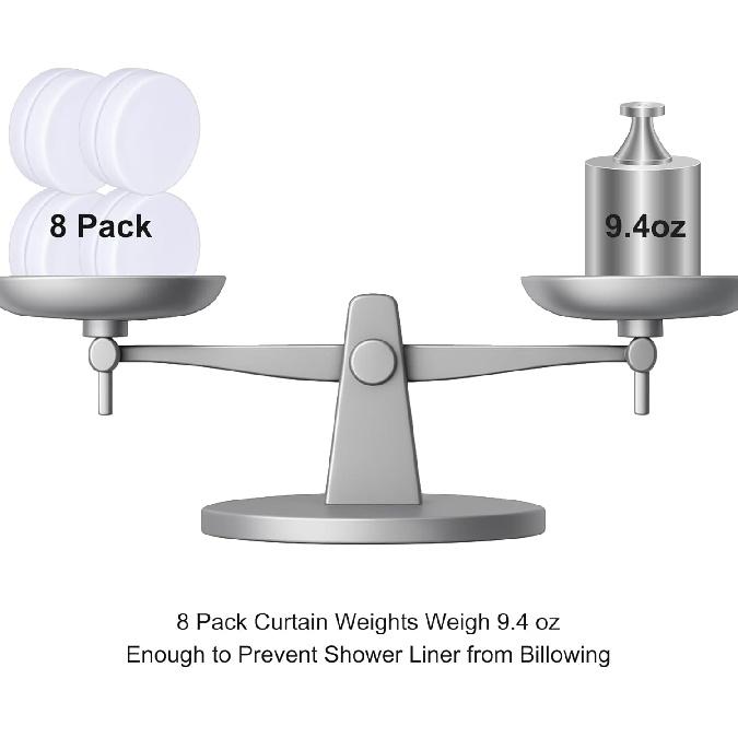 8 Pack Magnetic Shower Curtain Weights, Waterproof Rubber Coated Magnetic for Shower Curtain Bottom, Heavy Duty Weights Stop Liner from Blowing,