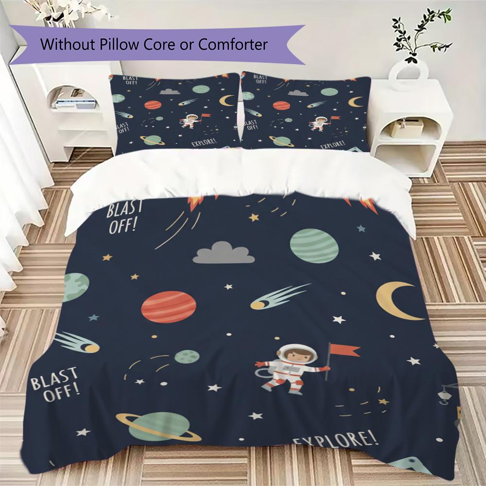 Cute Nordic Style Pattern Bedding Uilt Set Uilt Cover Pillowcase Home Decoration Birthday Gift (1 * Duvet Cover + 2 * Pillowcase  Without Core)24
