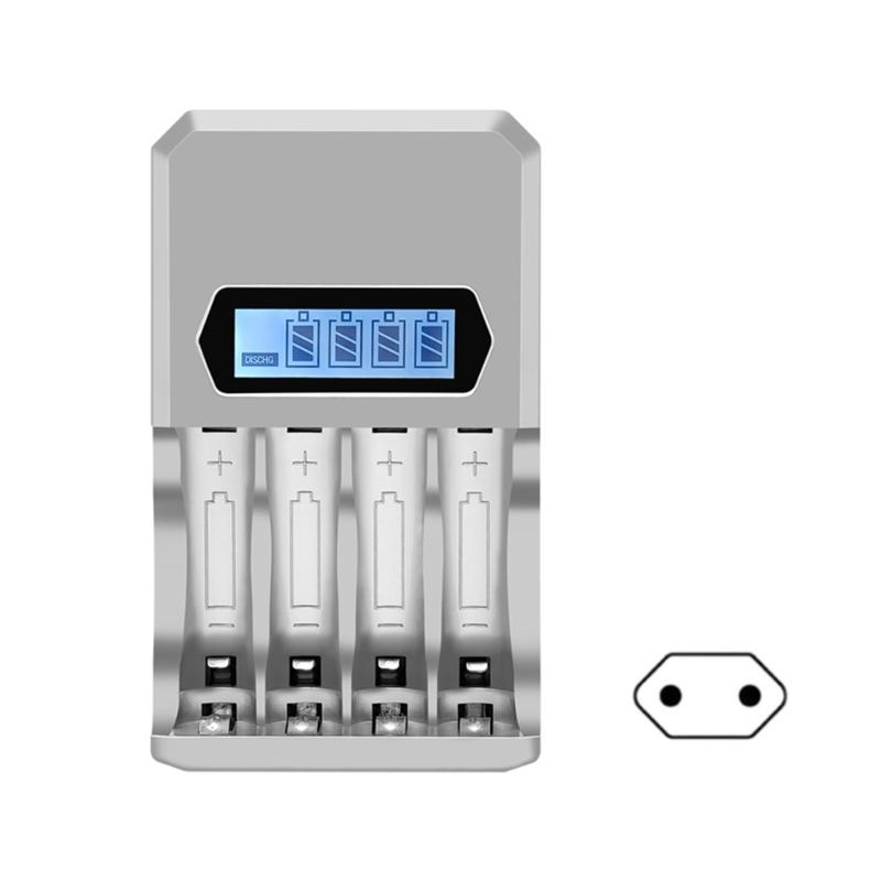 

Быстрое 4-слотное зарядное устройство для аккумуляторов USB-вход для батарей AA 3A NiMH NiCD с независимой зарядкой и ЖК-дисплеем 1