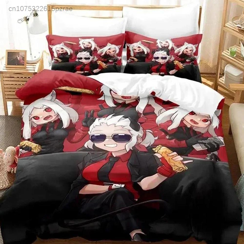 Anime Game Helltaker Bedding Set Printed Bed Set With Pillowcase Bed Duvet Cover Soft Queen King Size Bedclothes Home Boys Adult