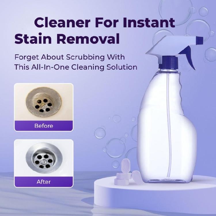 6Pcs Cleaning Tablets With Reusable Dispenser Bottle For Kitchen Countertop Sink Appliance Cleaning Nontoxic Formula