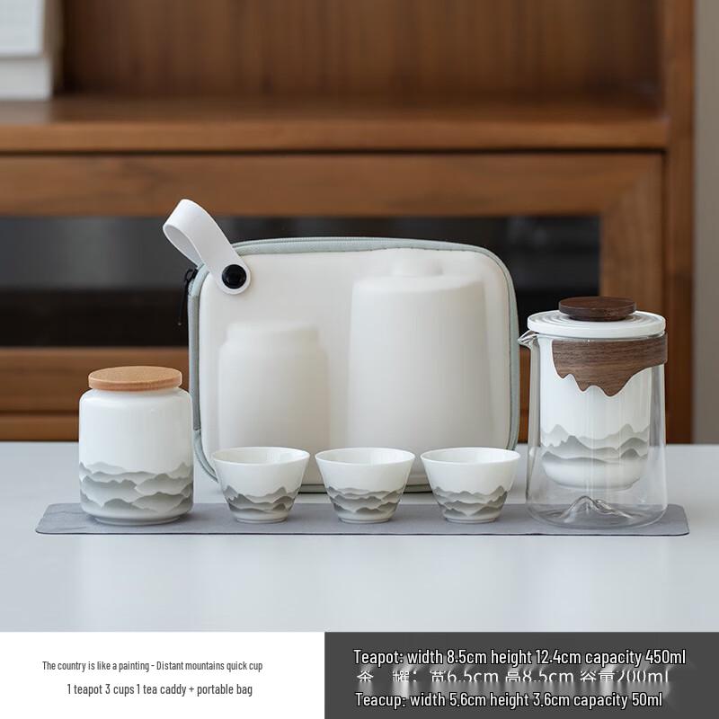 

Portable Travel Tea Set 1 Pot 3 Cups with Tea Caddy & Storage Bag