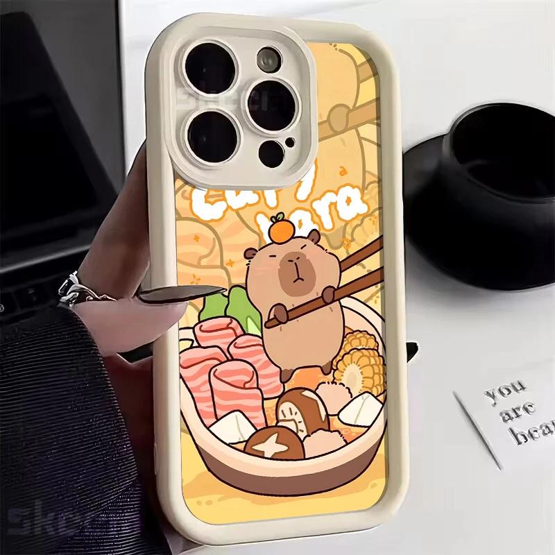Cute Capybara Phone Case for iPhone 16 15 14 13 12 11 Pro Max X XS XR 7 8 Plus Funny Animal Soft Silicone Cover