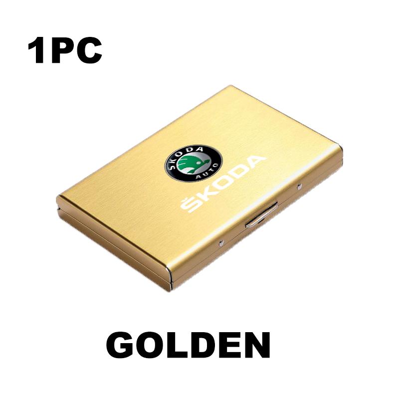 For Skoda RFID Blocking Metal Wallet Clip Credit Card Holder Money Wallets Slim ID Card Case Kamiq Karoq Octavia 2 3 Rapid Scala fsvr64