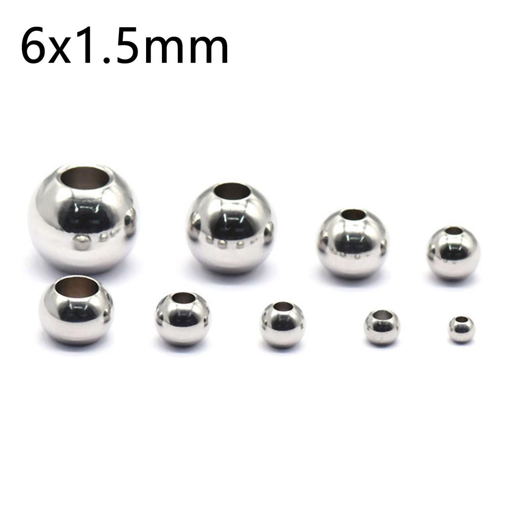 50 Piece 304 Stainless Steel Loose Spacer Beads Charms Silver Color Round Ball Beads For Jewelry Making Diy Necklace Findings