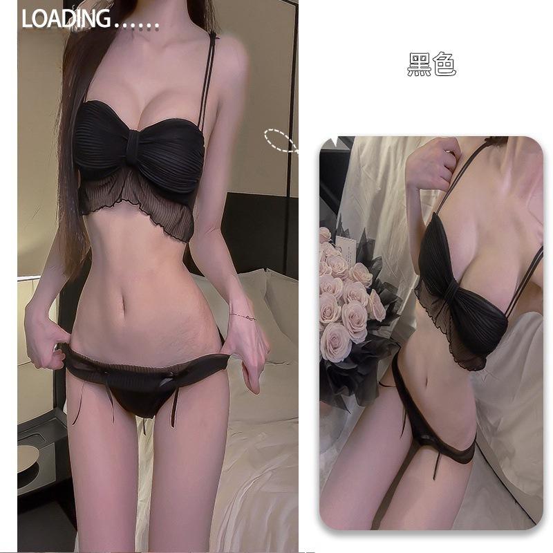 Sexy underwear women's pure desire, sexy small breasts gather without steel rim bow, thin bra set