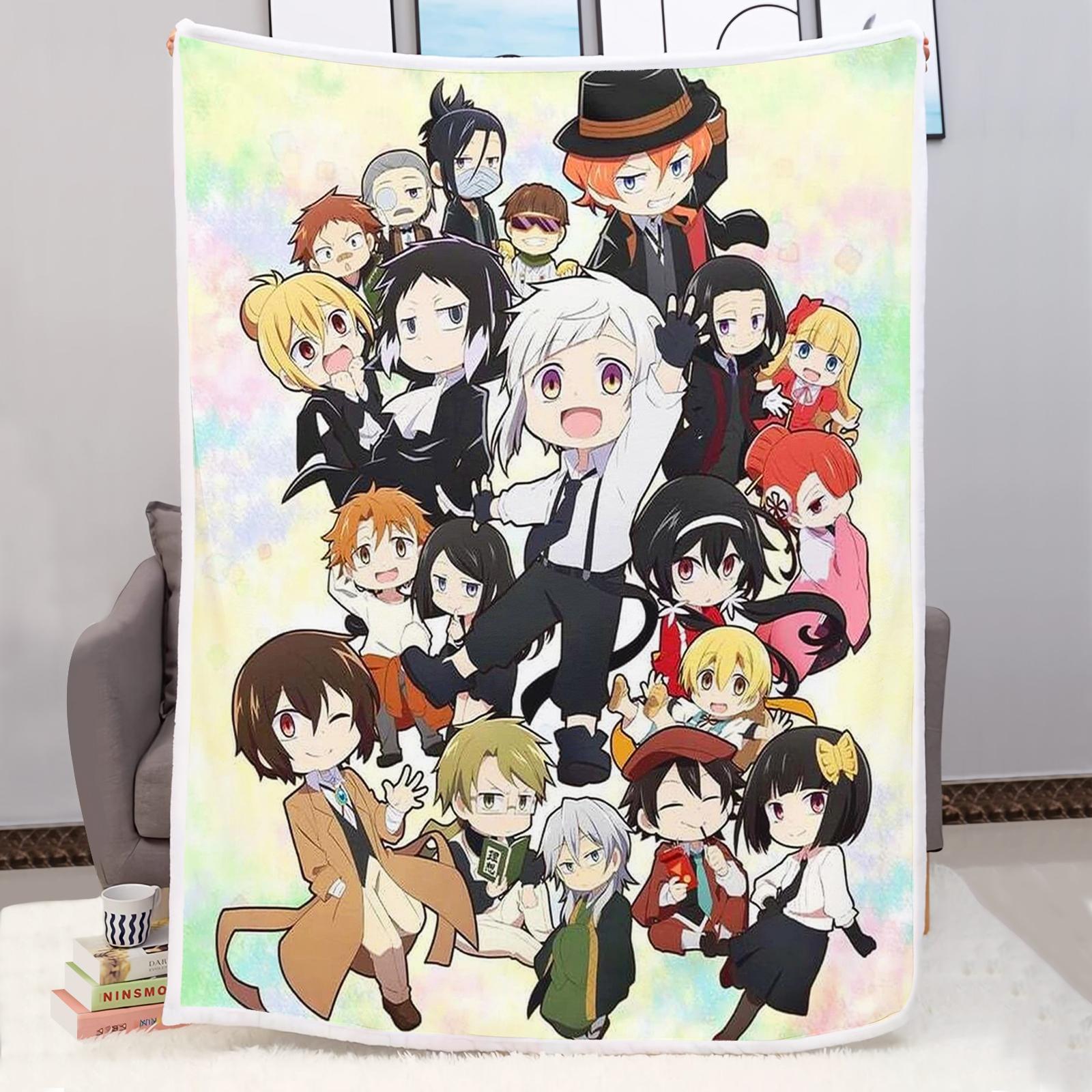 Anime Bungo Stray Dogs Print Blanket Warm Flannel Blanket for Bedroom Sofa 130X150CM