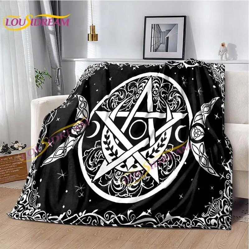 Magic Ouija Board Alphabet Blanket Witchcraft Pentagon Blanket for Bedroom Living Room Sofa Gothic Ouija Hand Flannel Blanket