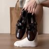 Fashion 2025 New Square Toe Heightened Inner Mary Jane Women's Shallow Mouth One Buckle Women's Shoes Versatile Flat Single Shoes