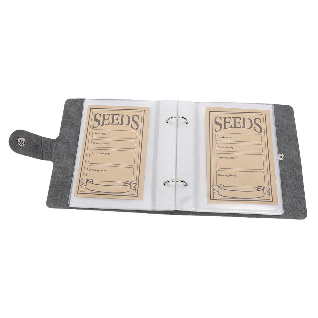 Plant Sample Organizer PU Leather Book and 50 Resealable Kraft Paper Envelopes for Vegetable Flower 