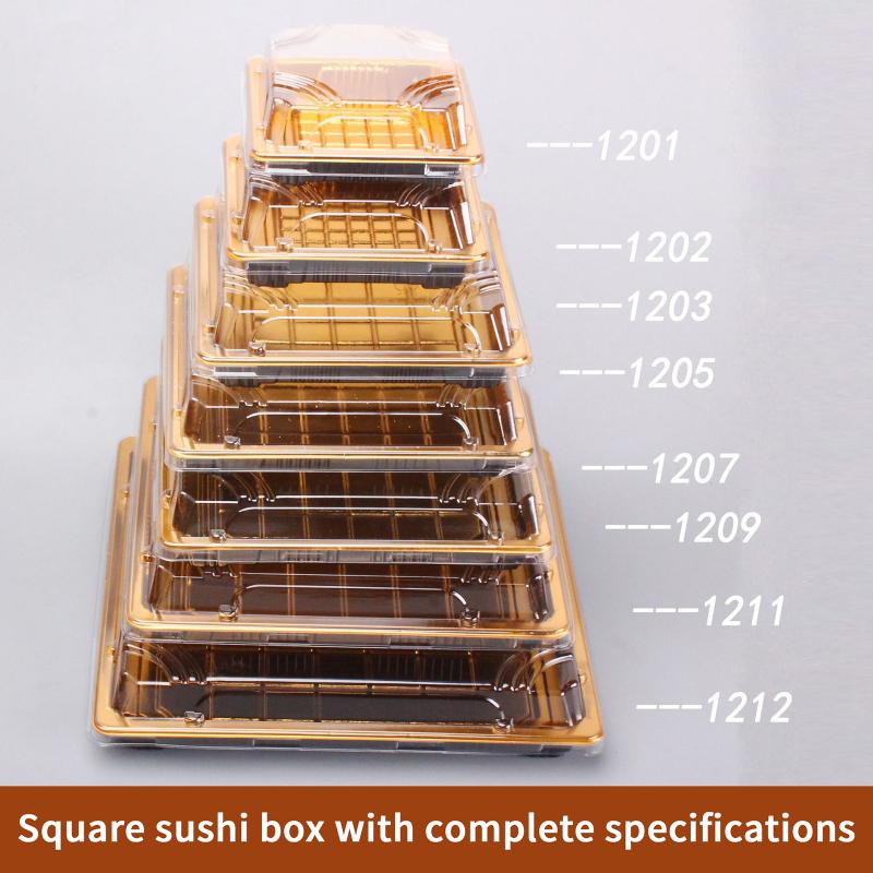 10 Pcs Disposable Sushi Box Home Takeaway Beef Lamb Sliced Salmon Covered Packaging Box Square Sushi Plate Meal Box Containers