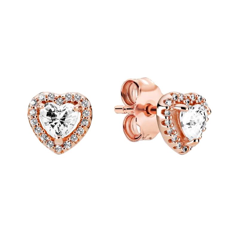 Pandora Shining and elegant heart cubic zirconia earrings for women 288427C01 золотой