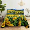Sunflower Bed Sheets and Pillowcases for Single Double Beds Bedsheets Set with Pillow Case 2pcs 3pcs Queen Full Size 3D Soft