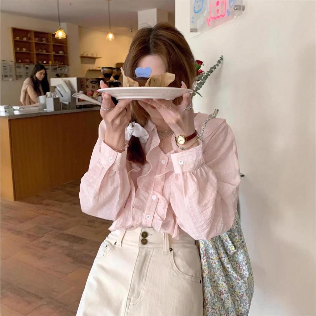 Korean-Style Pink Shirt: Elegant, Stylish, and Casual Women's Fashion