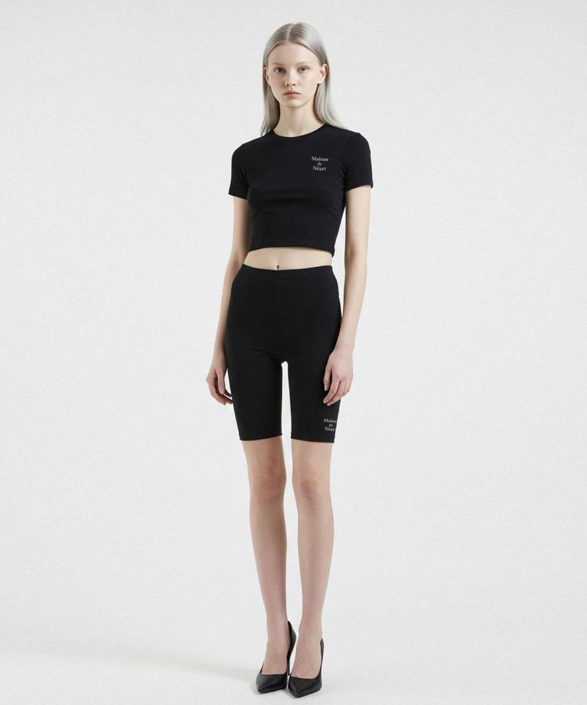 Mejongniateu [Mdn] Maison Logo Short Sleeve Crop Top (2 Colors)