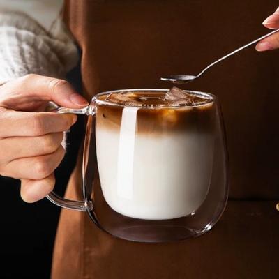 2pcs Transparent Double Wall Glass Cup Set Heat Resistant Drinkware Coffee Cup 300ml High Borosilicate Glass Tumbler Mug Wine