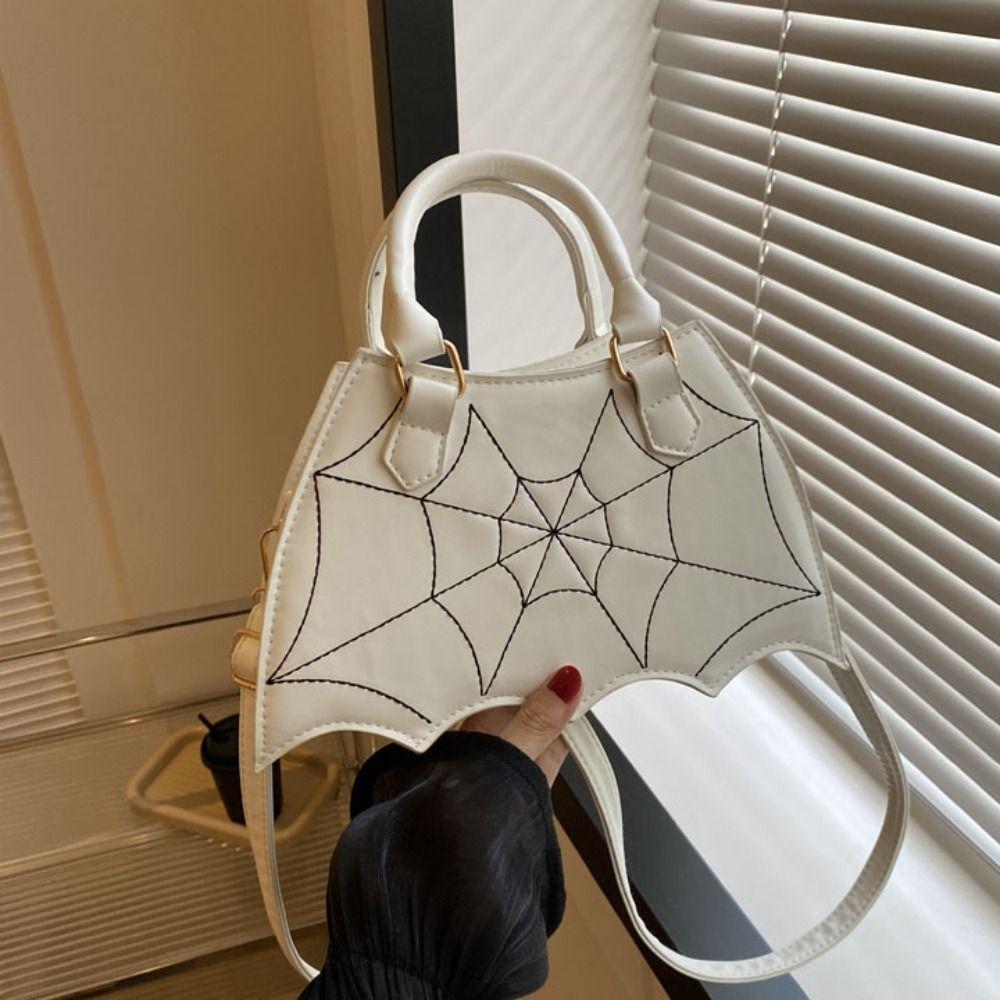 Harajuku Spider Web Shoulder Bag PU Leather Halloween Crossbody Bag Creative Halloween Bag Ladies