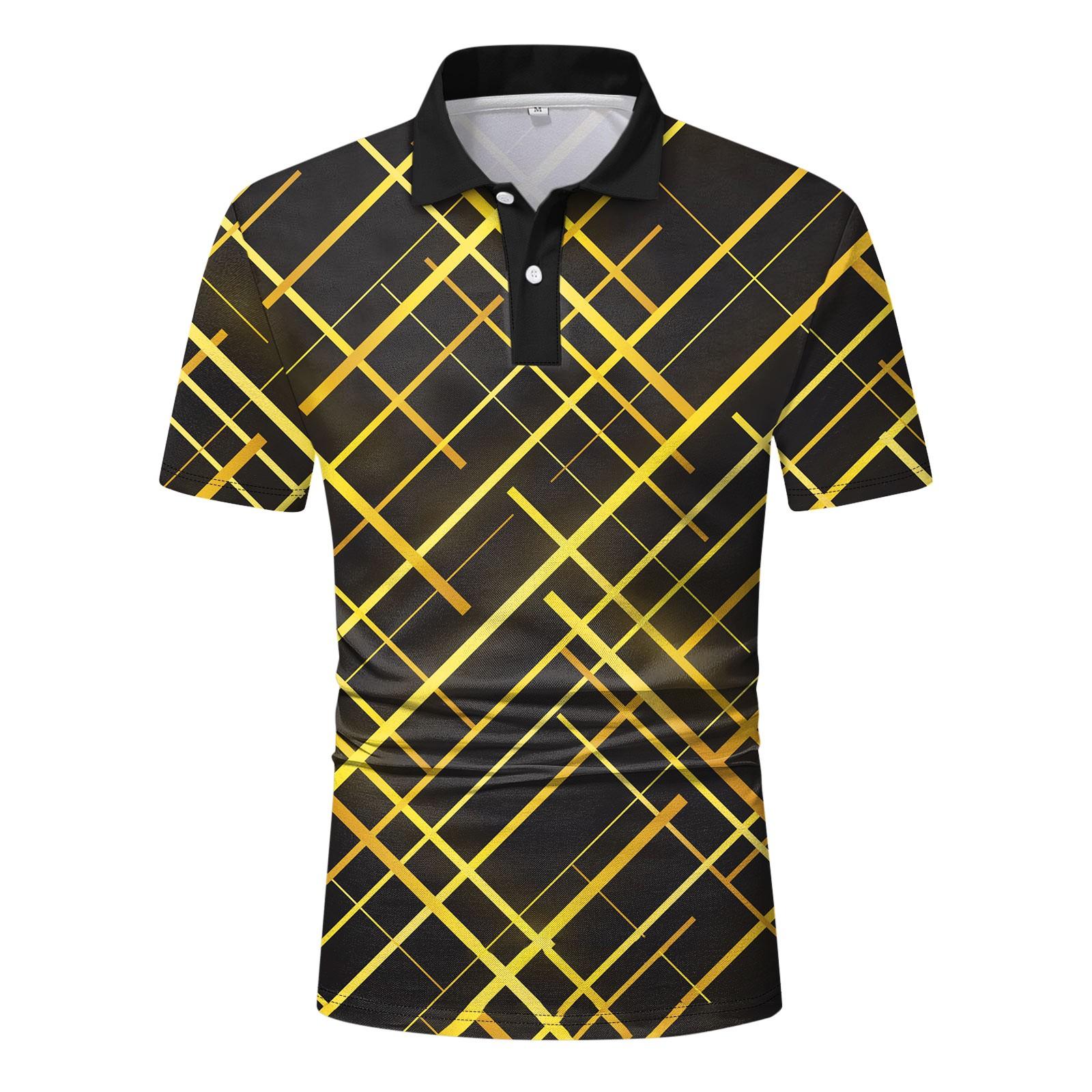 

Мужская летняя спортивная одежда с пуговицами и лацканами, рубашка с коротким рукавом, повседневные дышащие удобные топы для гольфа M жёлтый
