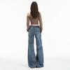 Women's American Retro Micro Flare Jeans - Fall 2025, Lightning Crack Design, Loose Fit, Wide Leg, Slimming Style.