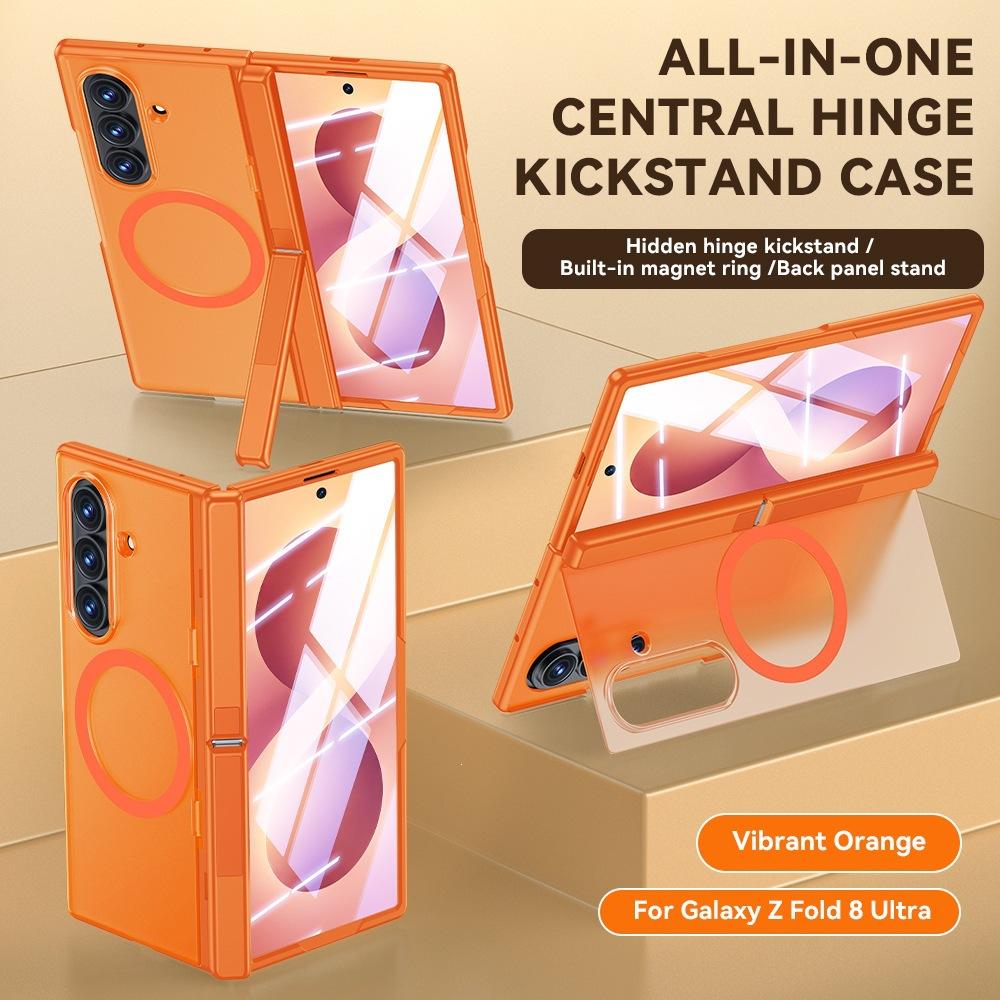 Applicable to Samsung ZFold8Ultra folding mobile phone case fold8 matte skin magnetic suction center shaft bracket protective cover