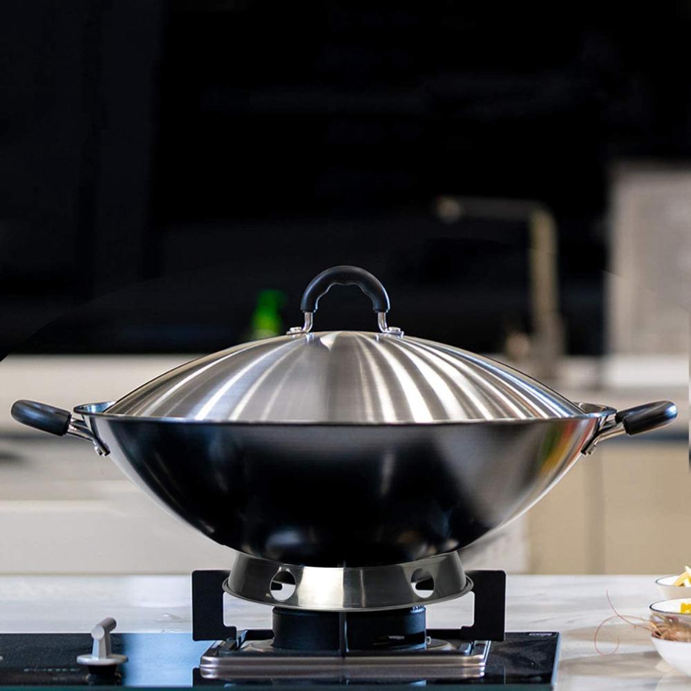 2Pcs Gas Cooker Stainless Steel Round Reversible Pan Stand Wok Ring Pots Holder Stove Rack