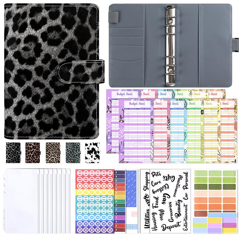 A6 Pu Leather Budget Binder Notebook Cash Envelopes System Set,With Binder Pockets For Money Budget Saving Bill Organizer