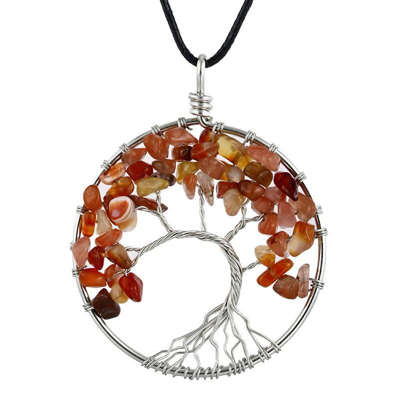 Amethyst Tree of Life Pendant with Colorful Stone Accent