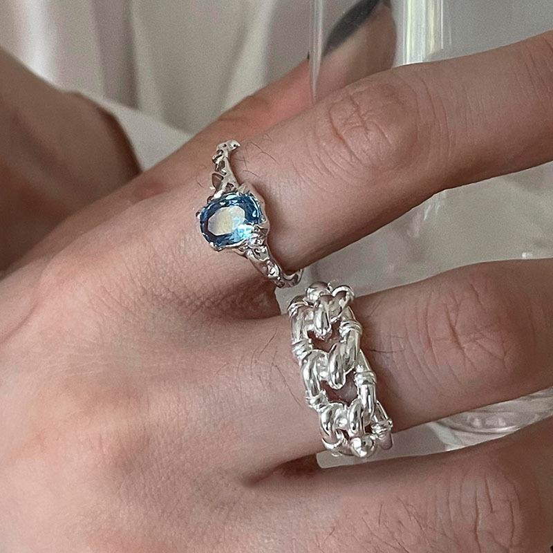 Trendy Women's Blue Zircon Open Ring In Sweet Cool Style - Versatile, Fashionable, and High-End