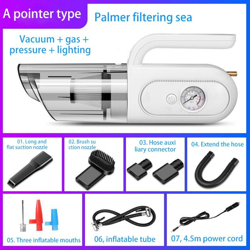 

4 в 1 проводная зарядка автомобильный пылесос воздушный насос мощный автоматический датчик давления в шинах надувной Pointer white