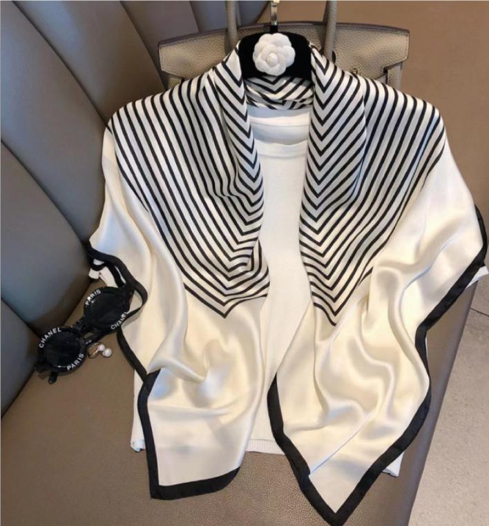 Vielseitiger Frühlings- und Herbstmode Dünner eleganter Damen-Seidenschal Atmungsaktiver Halsschal für Outdoor