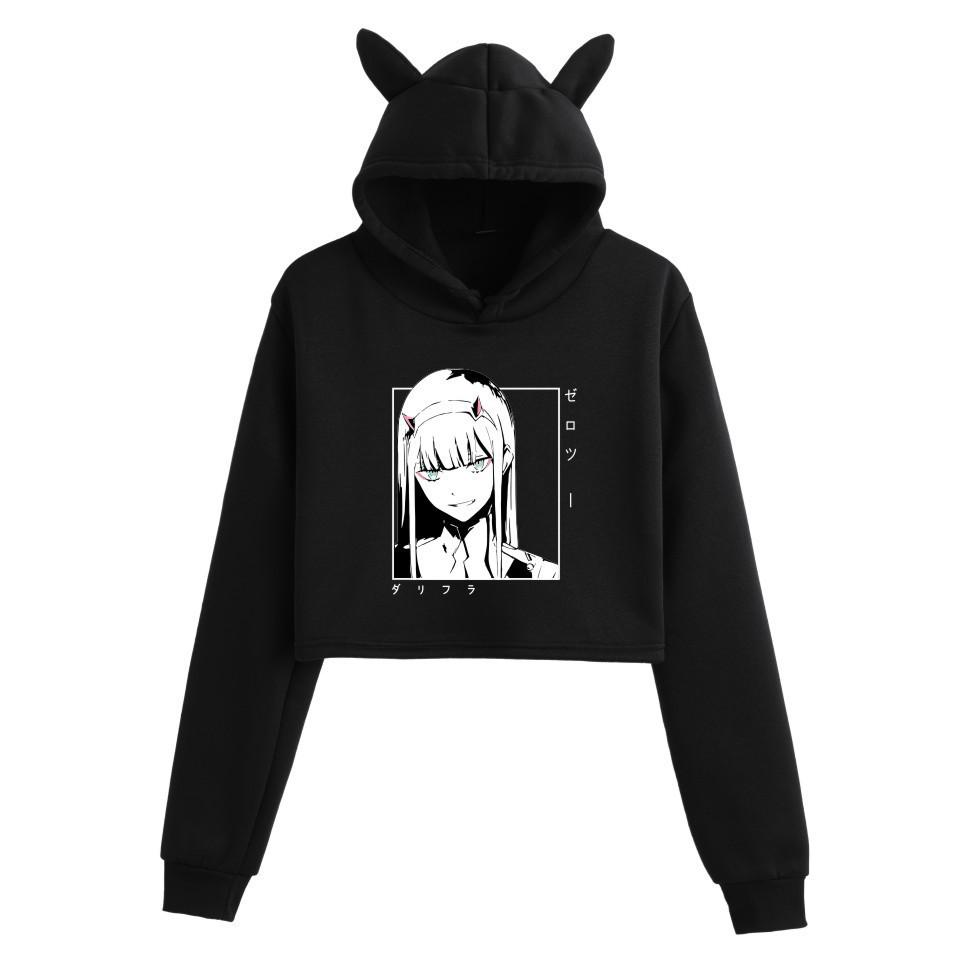 Darling in the Franxx Zero Two Cat Ear Cropped Hoodie - Women's Anime Style