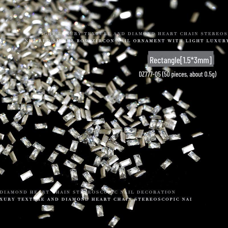 50-Piece Mixed Shape Zircon Manicure Diamonds