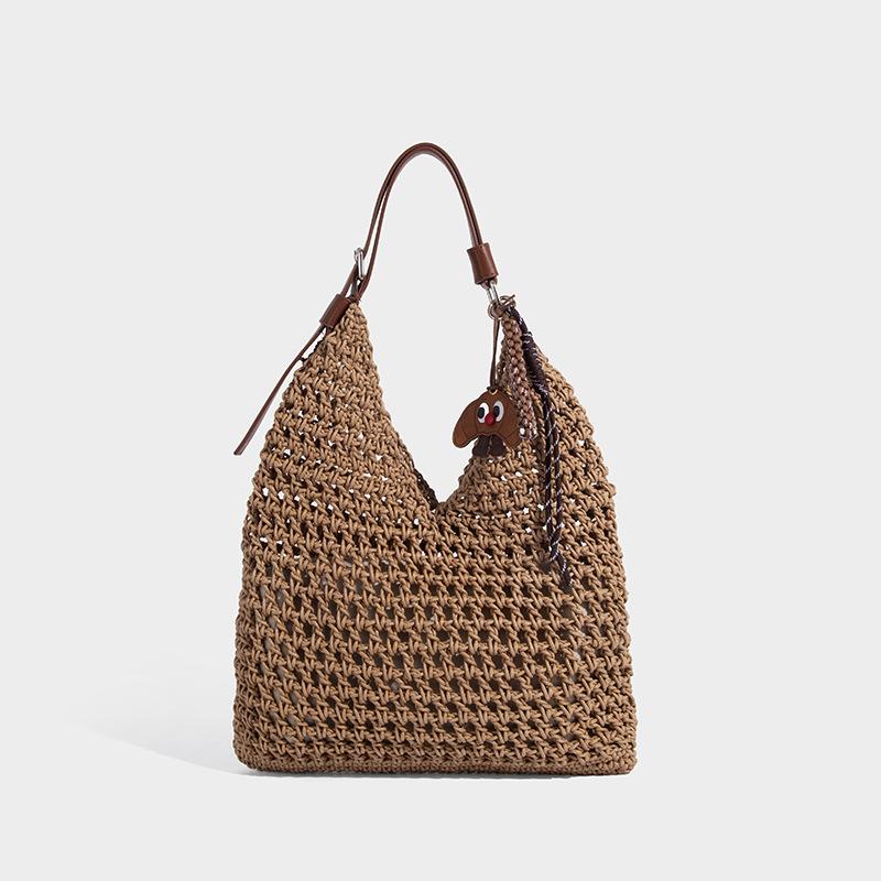 Hand-woven Straw Bag for Women, Large Capacity, 2025 New Summer Style, Single Shoulder Crossbody, Beach Vacation Tote Bag