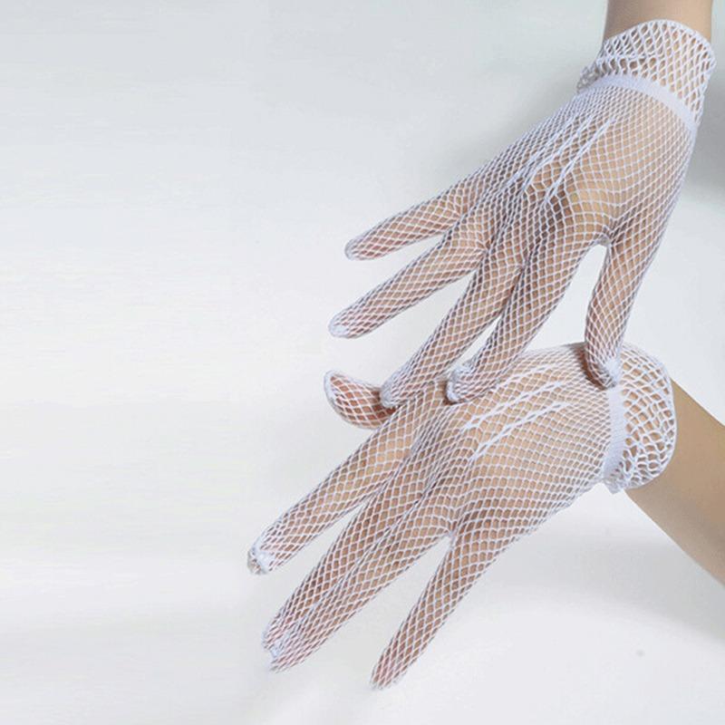 1 Pair Hot Sale Fishnet Mesh Glove Fashion Women Lady Girl Glove Protection Lace Elegant Lady Style Gloves Black and White