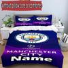 3pcs Duvet Cover Set (1*Duvet Cover + 2*Pillowcase, Without Core), Custom Name Manchester City FC Pattern Bedding Set, Home Bedroom Decor Gift