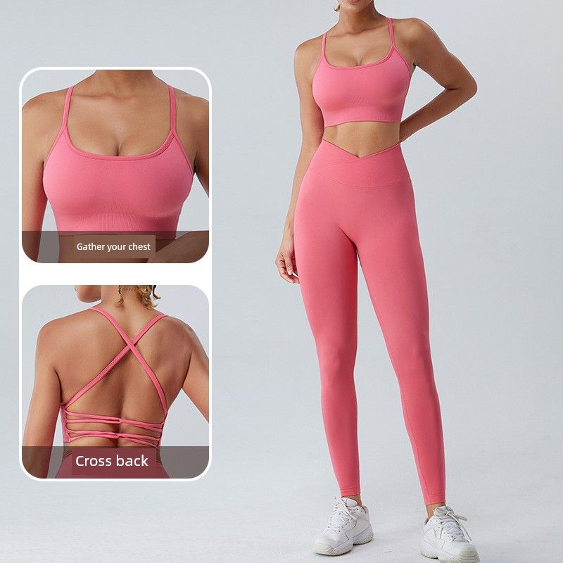 New Arrival Thin Strap Camisole Yoga Vest Cross Hollow-out Beauty Back Workout Bra Bra Pilates Sports Intimates Summer