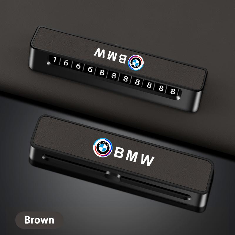 Leather Car Temporary Parking Card Phone Number Card Plate For BMW 50th Anniversary 3 5 7 series E83 F16 E70 J5UJD